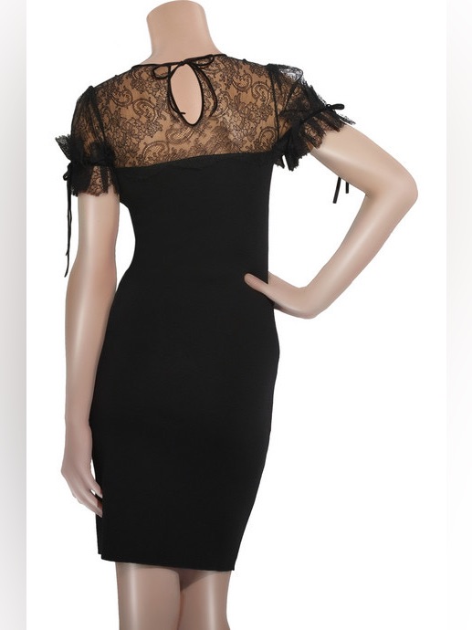 Extremely Rare Red Valentino Black Lace Trimmed Wool Dress Nwt Size L — image 3 of 8